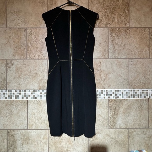 Rebecca Taylor Zipper Detailing Zipper Back Shift Dress 2 Black Gold - Picture 6 of 6